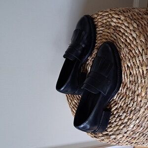 Sarah Chofakian Womens Moma Black Leather Oxford Style Penny‎ Loafers EU36/US5.5